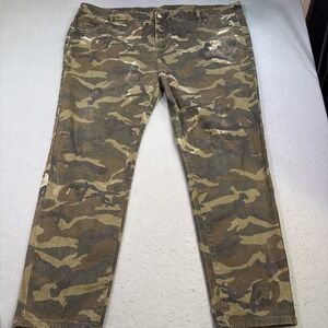 Manfinity Men's Camo Cargo Pants Drawstring  Pockets Size 5XL 50X32
